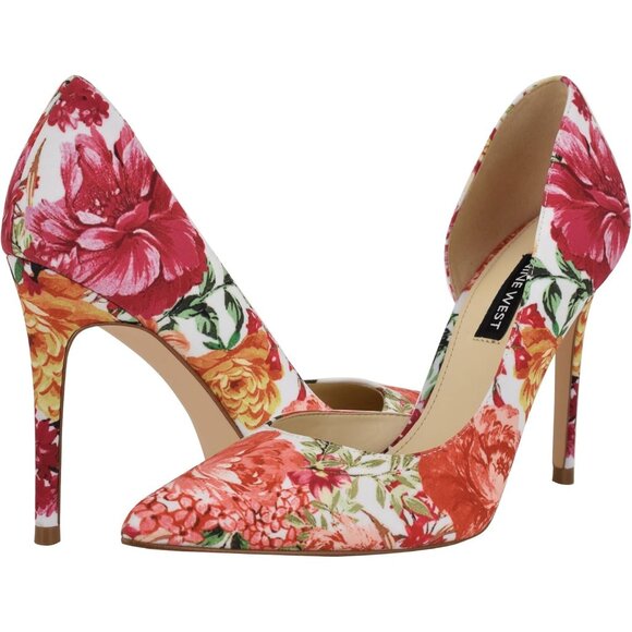 Nine West Women Blooms Floral Polyurethane Closed Pointed Toe Heels Pumps - Picture 6 of 6